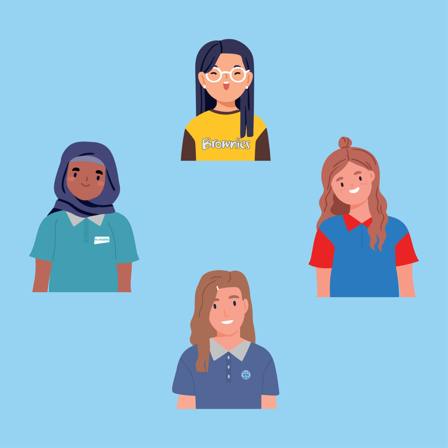 graphic avatars of young members who might be involved in peer education