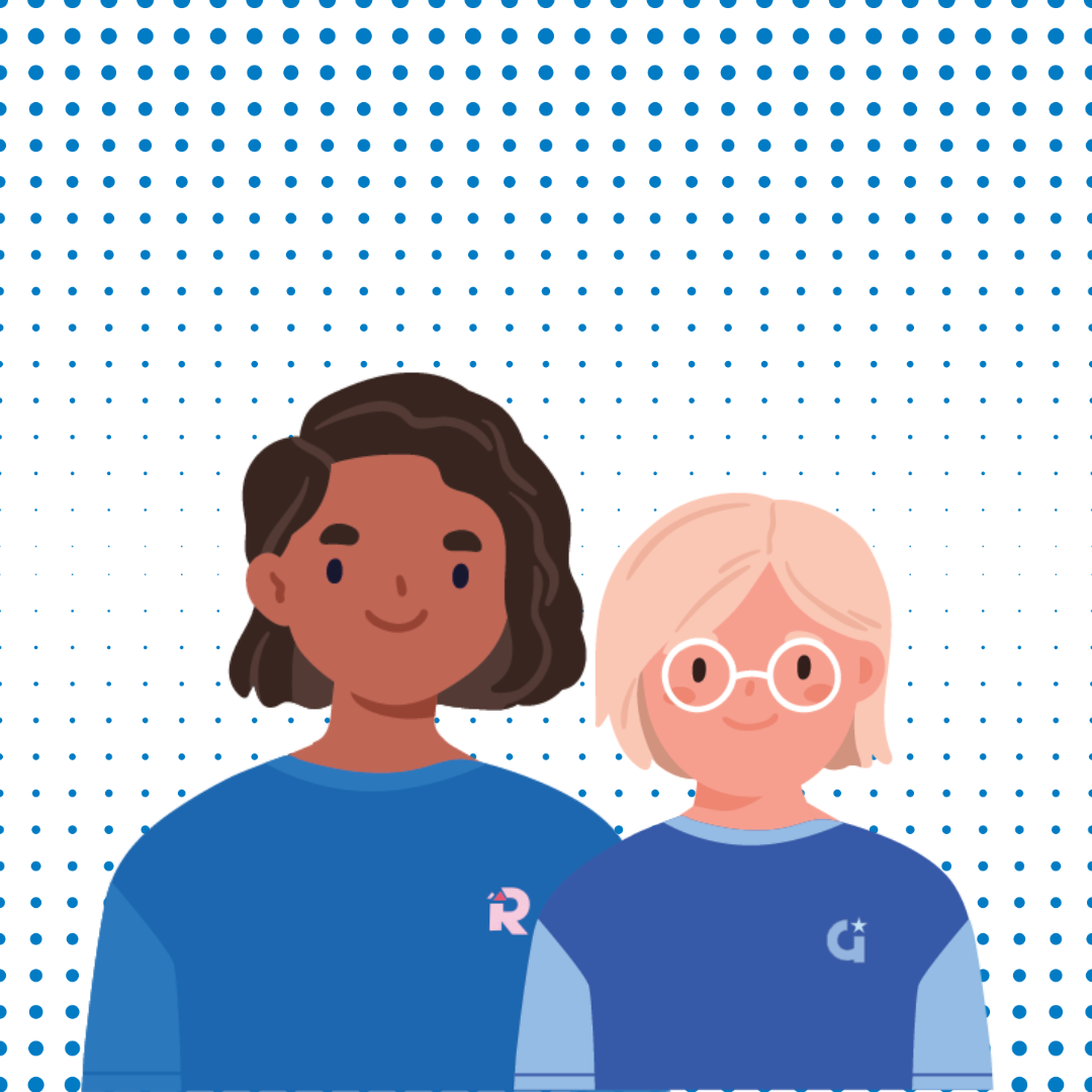 Illustrations show two young people. One is in Guides uniform and one is wearing Rangers uniform.